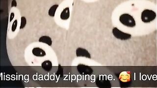 Babygirl zipping up fleece onesies for Daddy